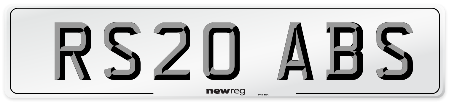RS20 ABS Number Plate from New Reg